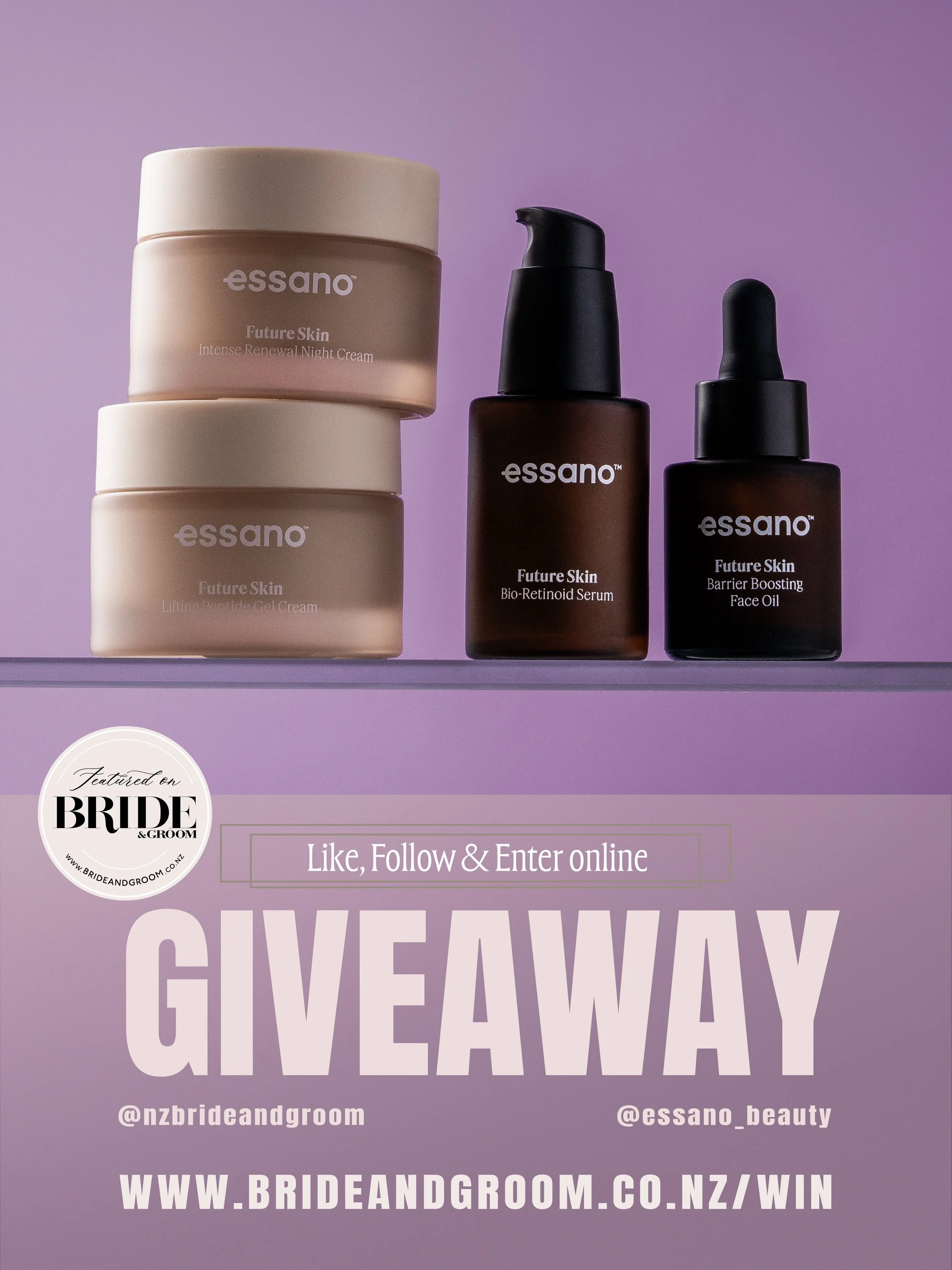 WIN // NEW GIVEAWAY ✨ @essano_beauty has just launched its biggest skincare innovation yet &mdash; Future Skin, an advanced new range designed to help every generation feel confident in their skin, now and in the future. Containing a serum, face oil,