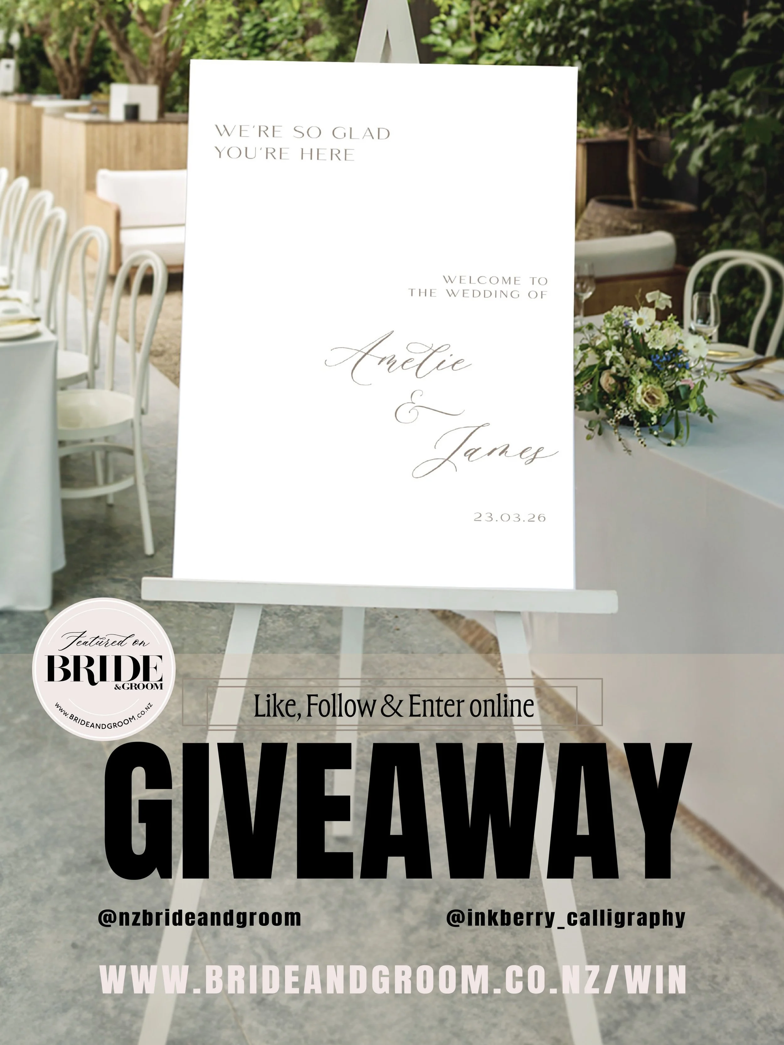 WIN // NEW GIVEAWAY ✨ Your welcome sign is one of the very first things guests see on your wedding day, and a beautiful custom design from @inkberry_calligraphy is the perfect way to set the tone. Elegant, timeless and beautifully crafted, it will cr