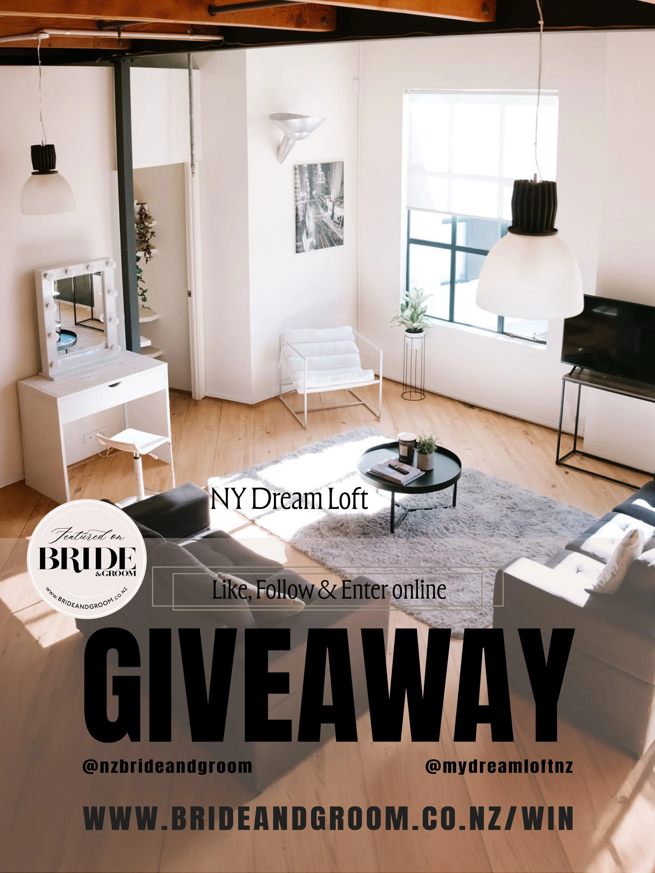 WIN // NEW GIVEAWAY ✨ Imagine waking up on your wedding morning in a gorgeous, light-filled New York-style loft in the heart of Parnell.🤍 One lucky bride will win a complimentary night at @mydreamloftnz &mdash; relax the night before, then welcome y