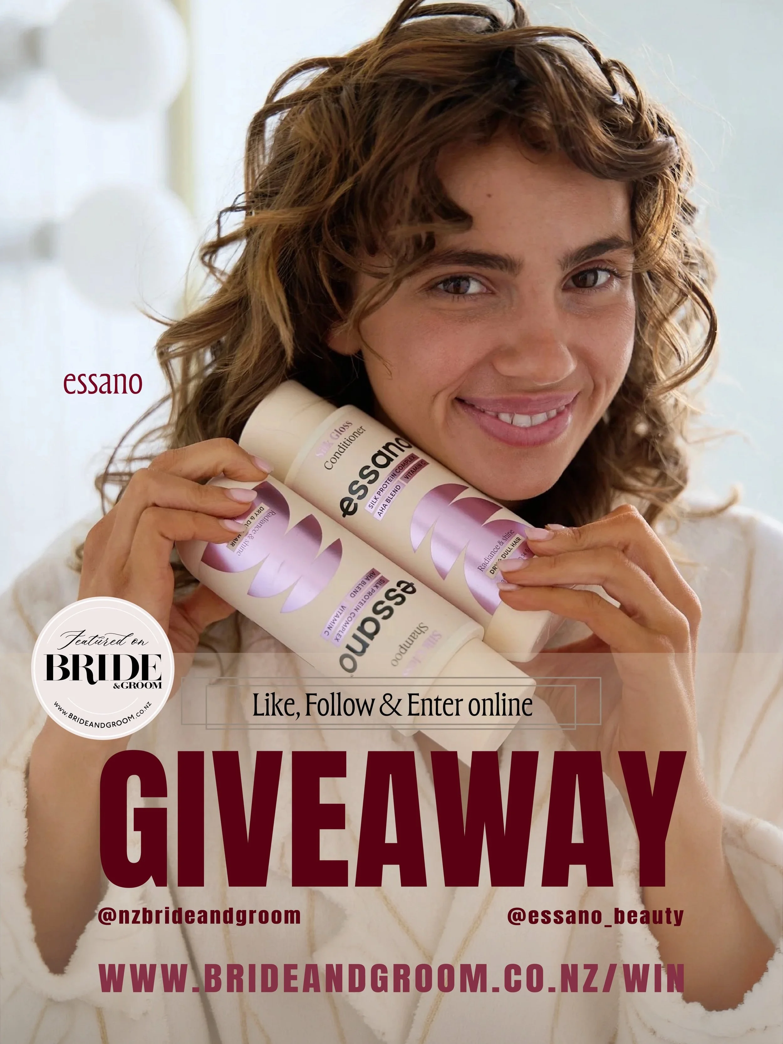 WIN // NEW GIVEAWAY ✨ Great wedding hair starts with healthy hair! 💕 We&rsquo;ve teamed up with @essano_beauty to give away their newly refreshed New Zealand-made haircare, with targeted ranges for everything from dry, dull and damaged locks to fine