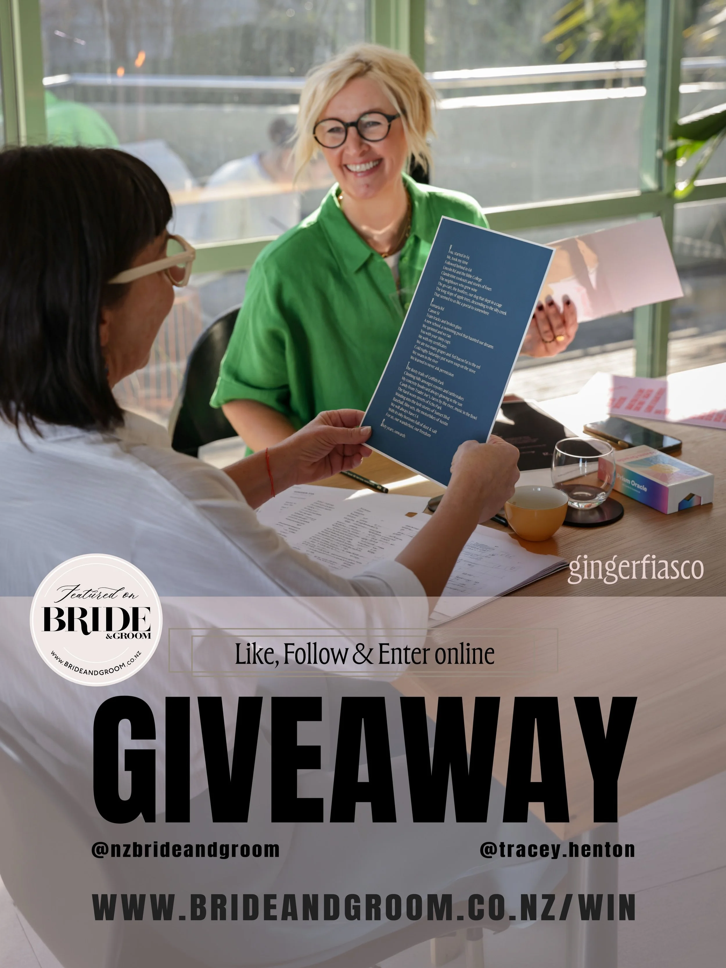 WIN // NEW GIVEAWAY ✨ A HENS DO WITH A DIFFERENCE ✨🥂
Gather your favourite women and create something that lasts. 💕 One lucky bride-to-be and five friends will win a private &lsquo;Ginger Fiasco Poetry Workshop Hens Do Experience&rsquo; in Auckland