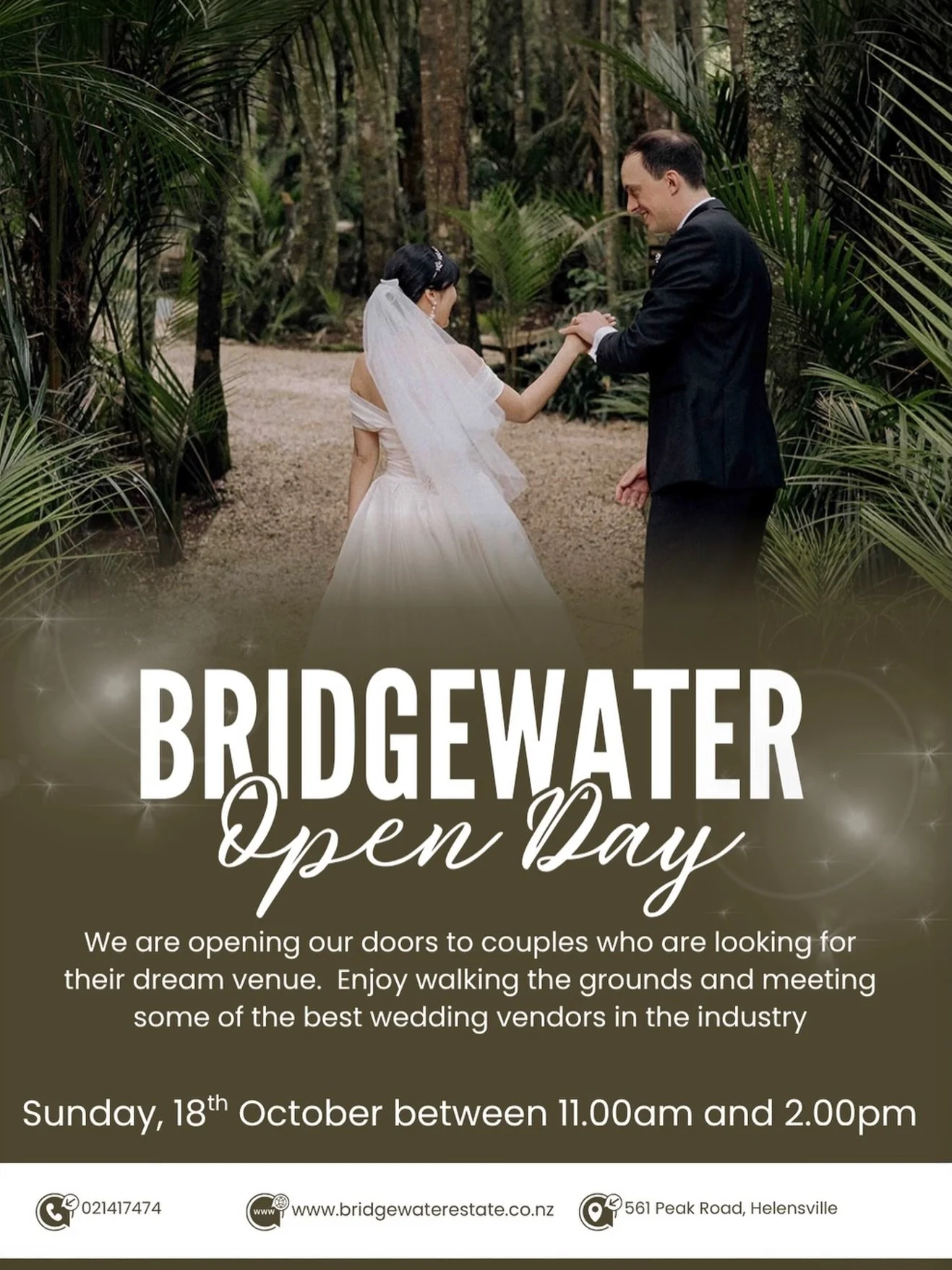 WEDDING OPEN DAY 💍✨ // @bridgewater_country_estate  Searching for your dream wedding venue? 🌿💕 Discover the beautiful Bridgewater Country Estate at their Wedding Open Day on Sunday 18 October!
Nestled among 16 acres of rolling lawns, mature trees,