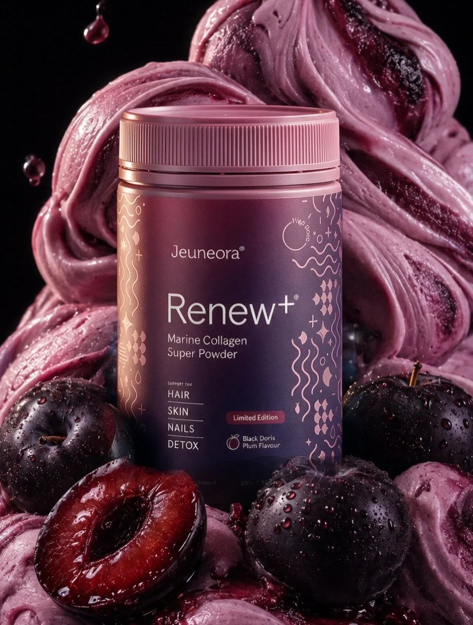 HOT PRODUCT // @jeuneora Renew+ 💜 Plum delicious! Jeuneora&rsquo;s cult-favourite Renew+ Black Doris Plum is back by popular demand! The much-requested, limited-edition flavour combines a distinctly Kiwi twist with the brand&rsquo;s popular Marine C