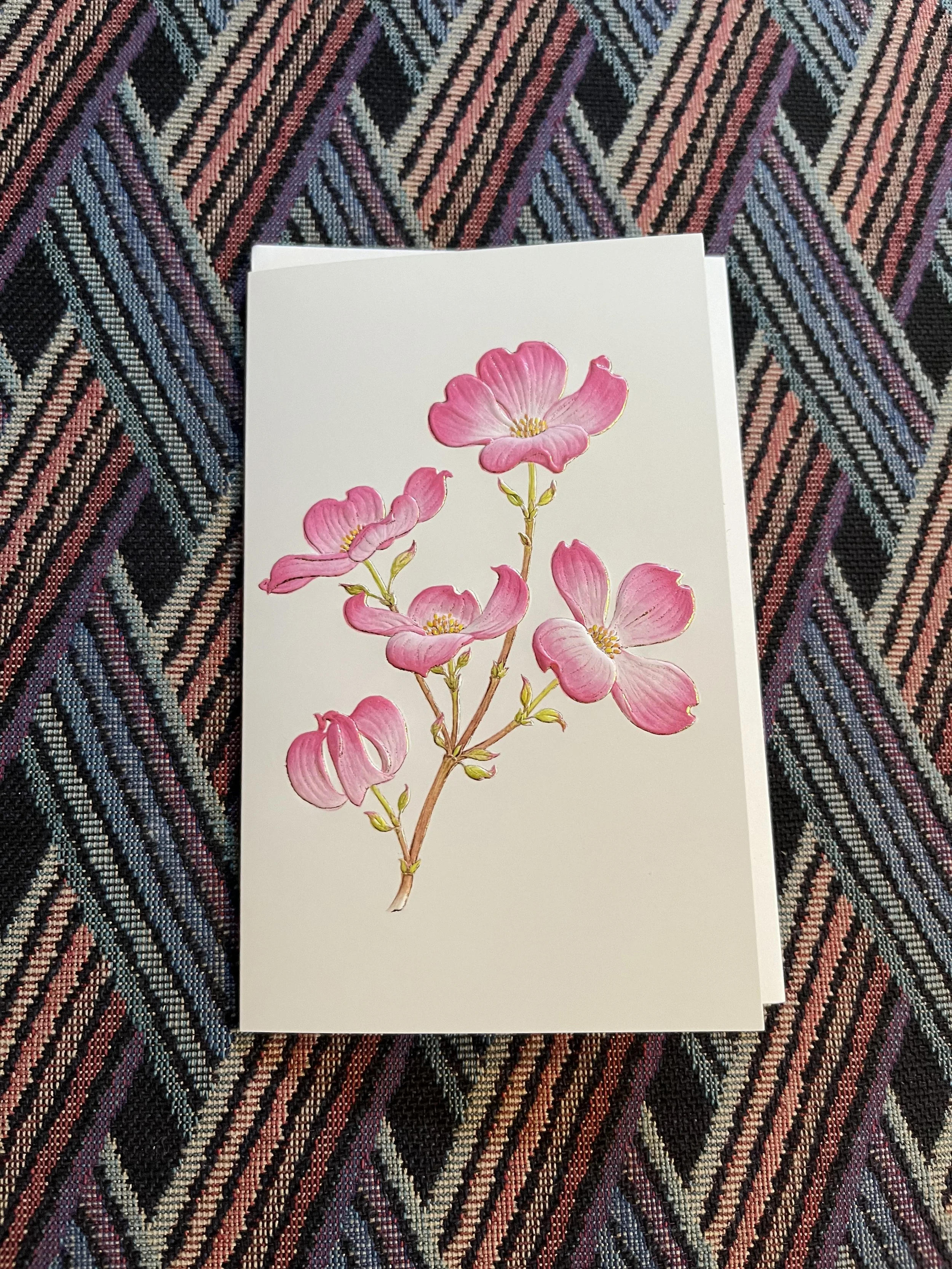 Dogwood Mini Note on Ecru by Paula Skene Designs