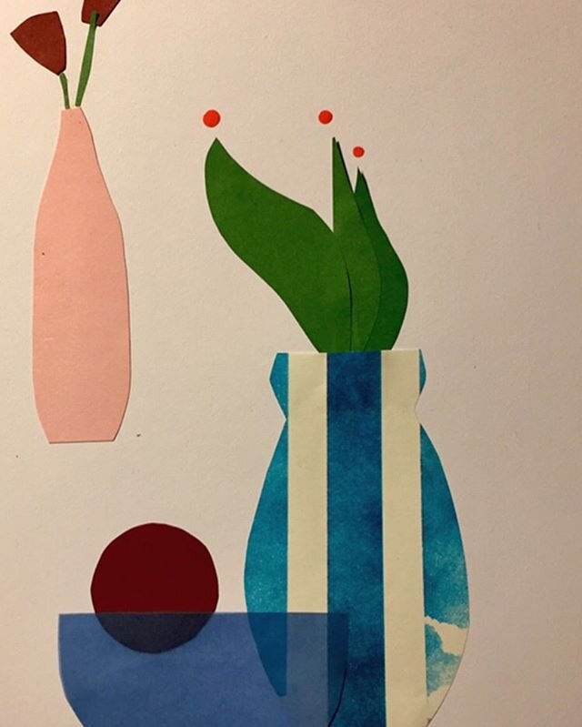 #collage #stilleben #keramikp&aring;papir #krukke #artifarti #print #paperlove #design #graphicdesign #A4 #originalart #paperwork #papercut #klippeklistre #botanik
