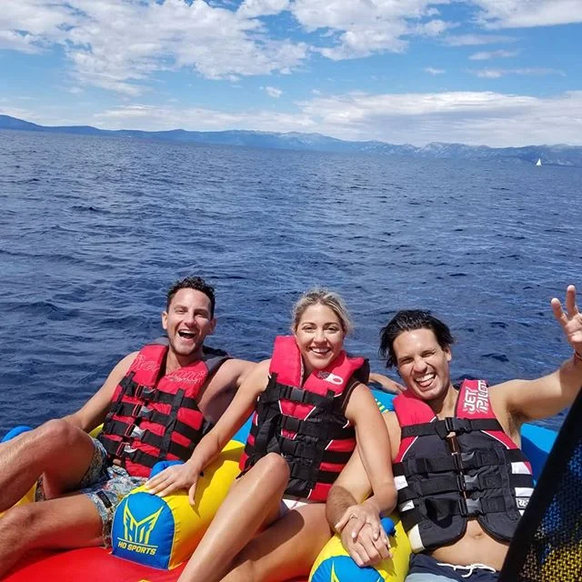 Tubing shinanigans with @missharvard and friends. We just hope you had an amazing pre-honeymoon on our very favorite lake.
.
Have you ever backflipped off a tube? Tell us about it below!
.
Want to go tubing with us this summer? DM us for more info!
.
#laketahoe #tahoepowersports #laketahoelife #boat #boating #tubing #waterski #wakeboarding #boatrental #privateboatcharter #waterfun #lakelife