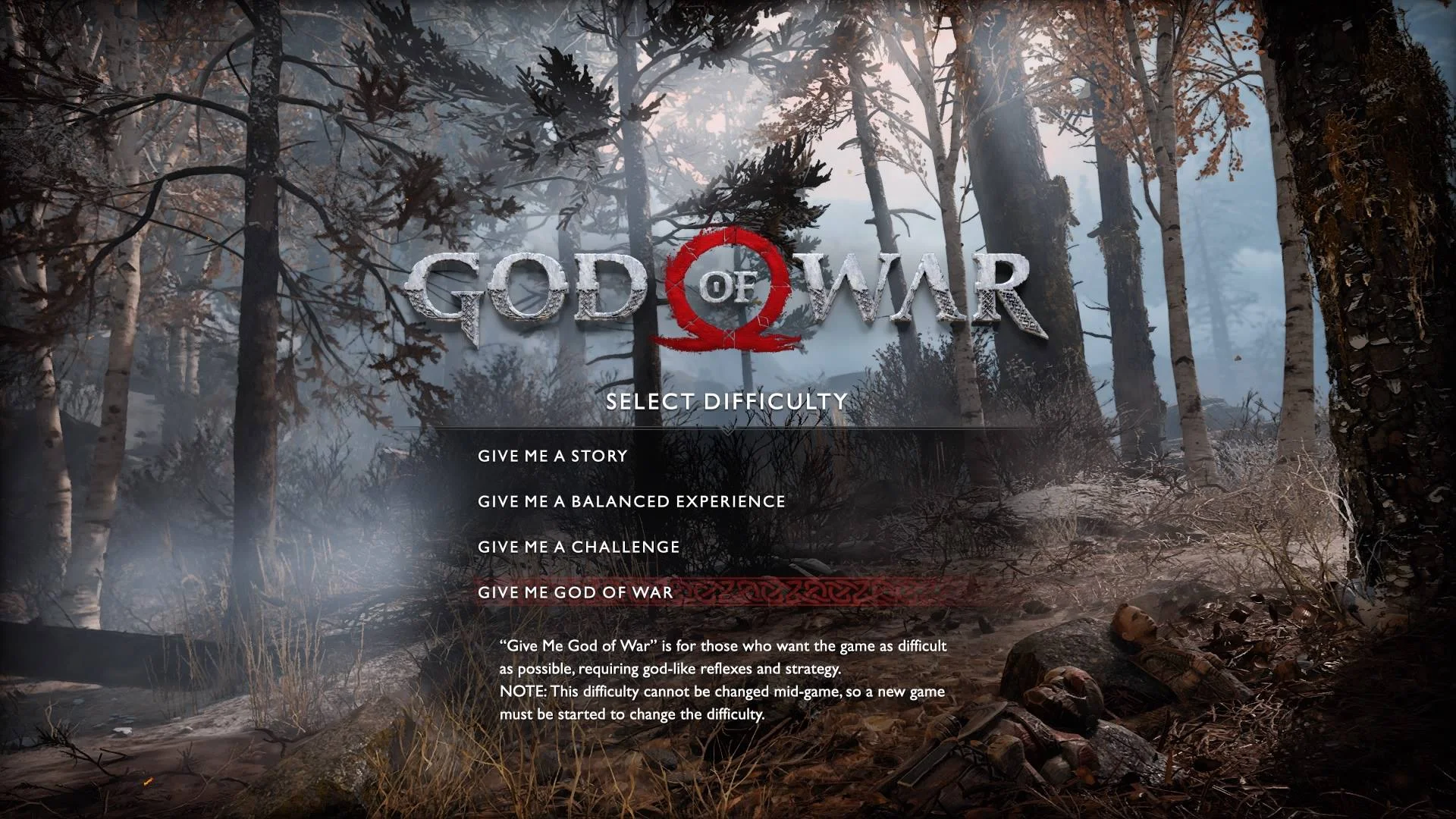 Players can choose the difficulty setting of God of War