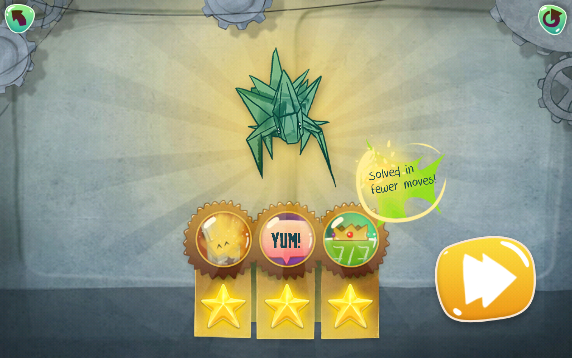 Completing a level in fewer than the required moves in DragonBox - Automatic 3 stars