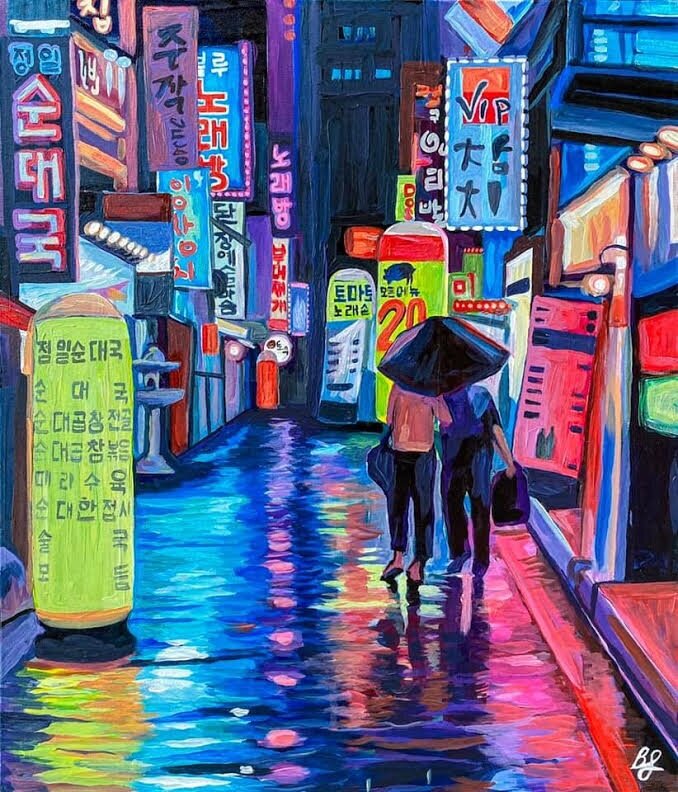 Neon & Rain in Seoul