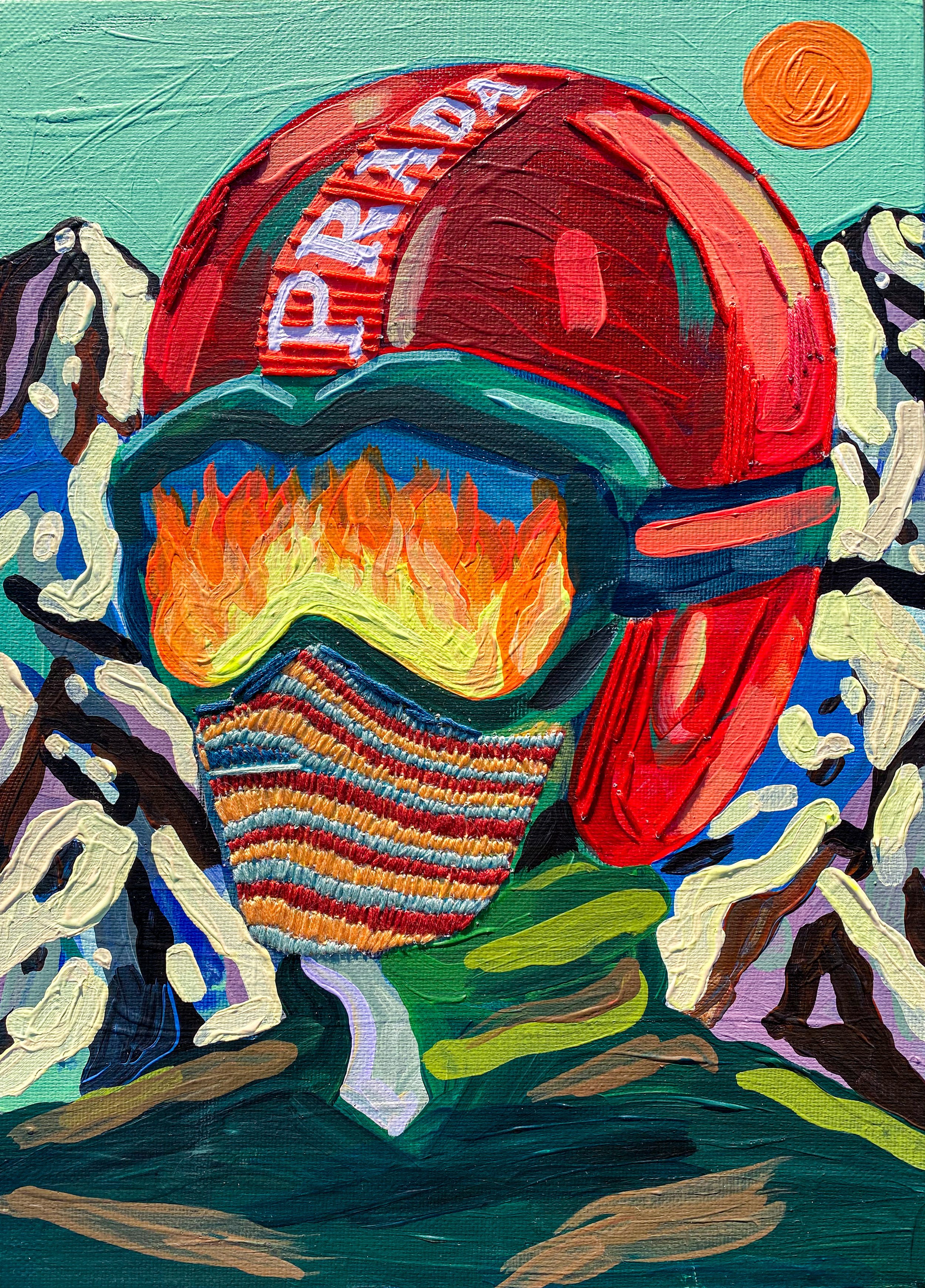 Skier Watching Fire 1