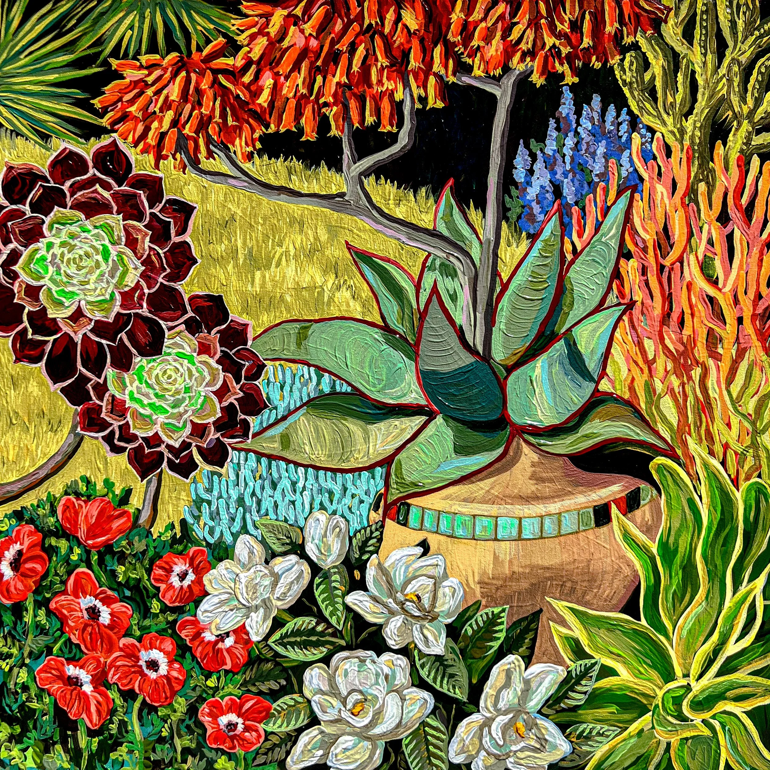  Garden with Coral Aloe