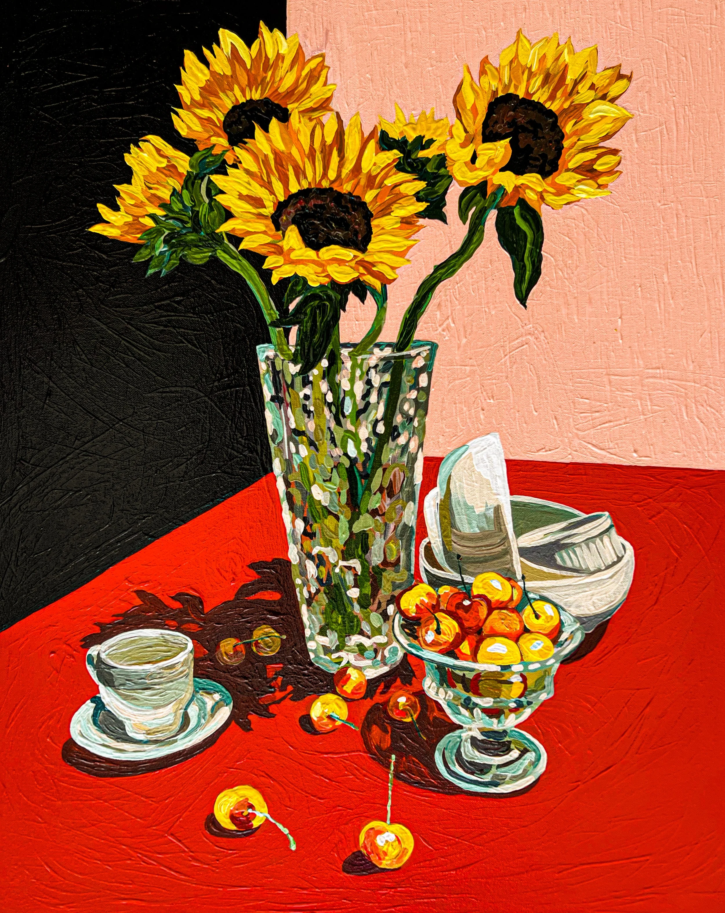 Sunflowers and Cherries