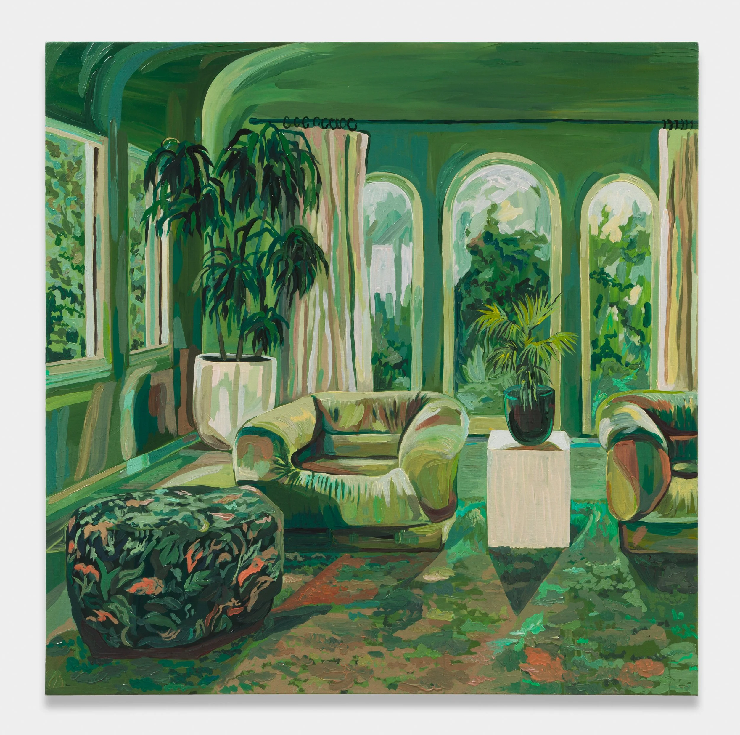 Green Living Room with Plants, 2025