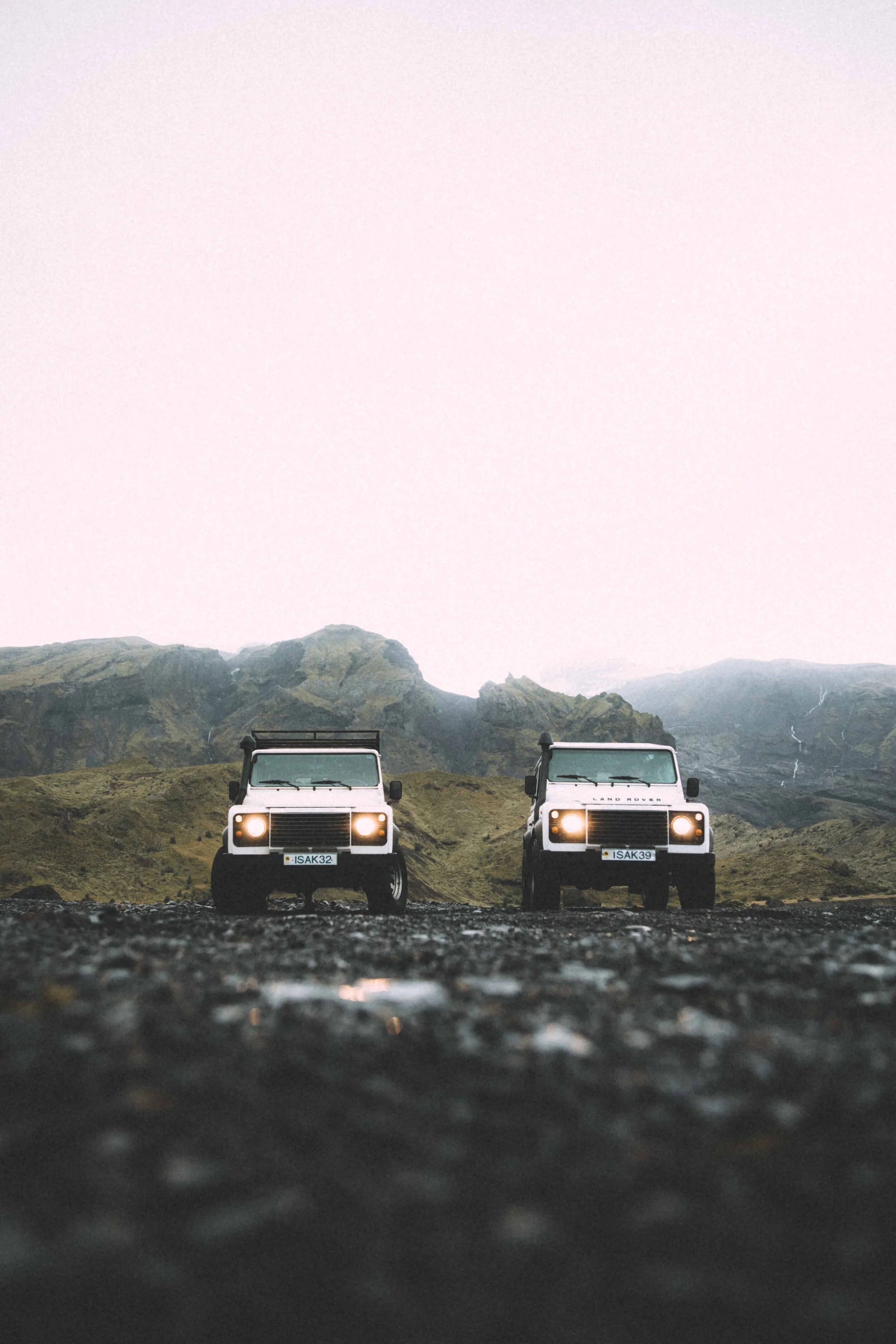 White Defender in Thorsmork, Iceland's Highands.