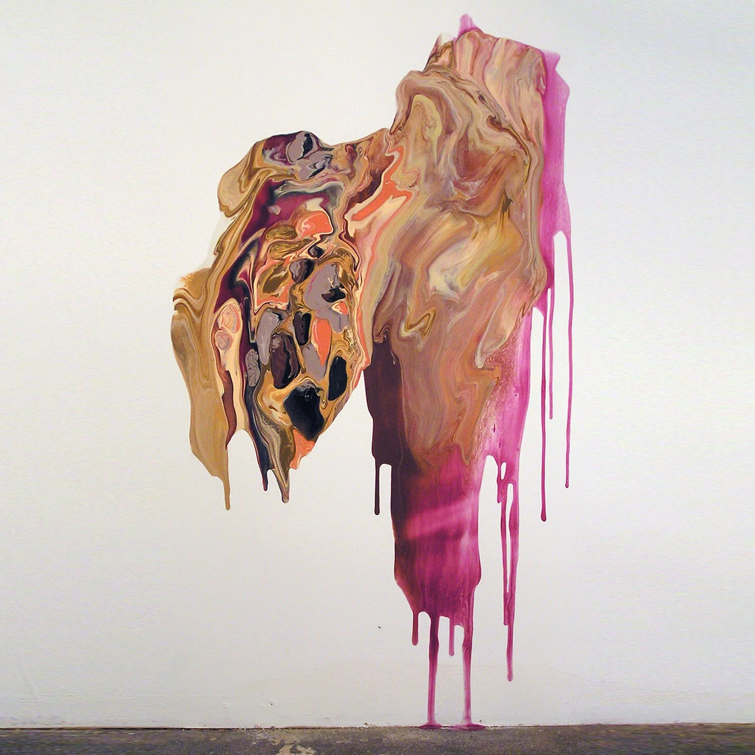 It came out of me #6 , 2005, synthetic polymer paint on wall and floor, 144 x 80cm approx.