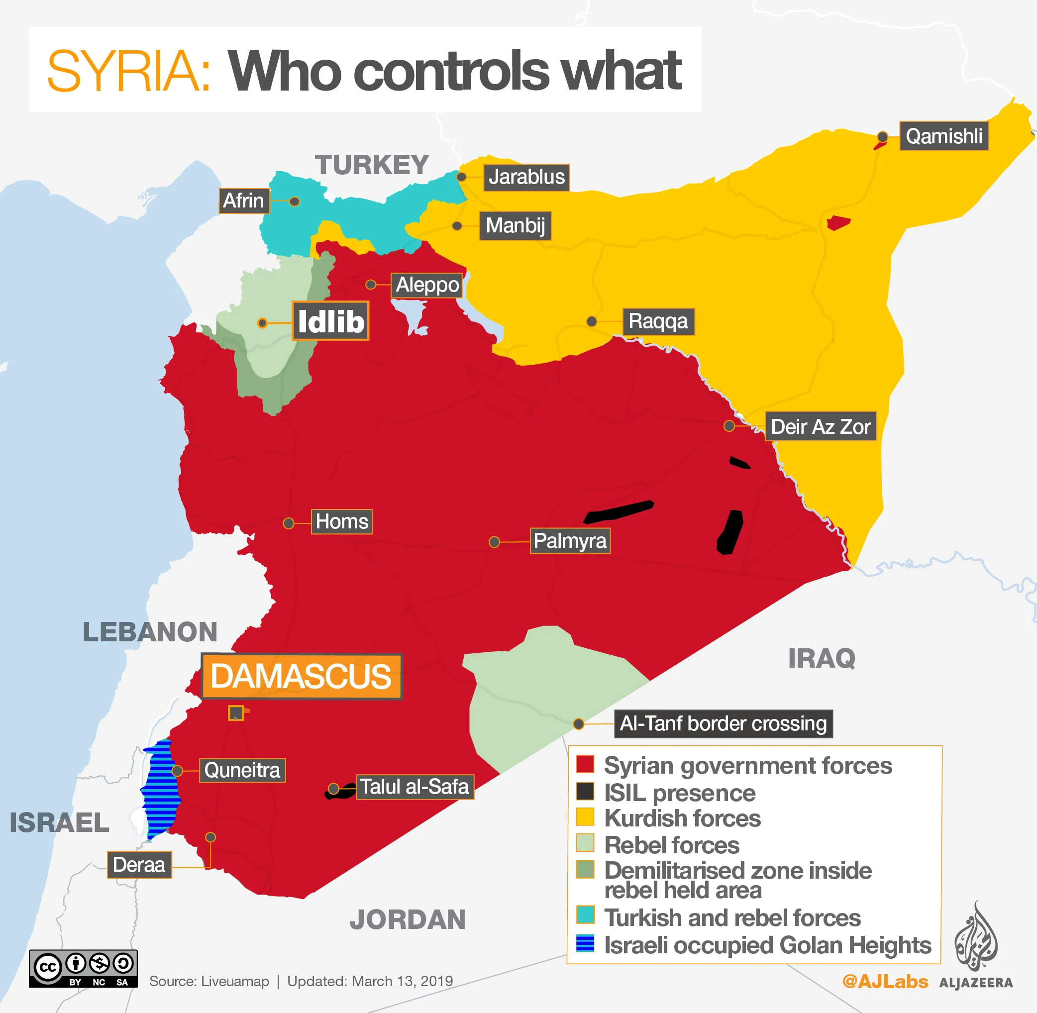 ‘Syria's war: Who controls what?’, Al Jazeera (13 March 2019). Source: Al Jazeera .