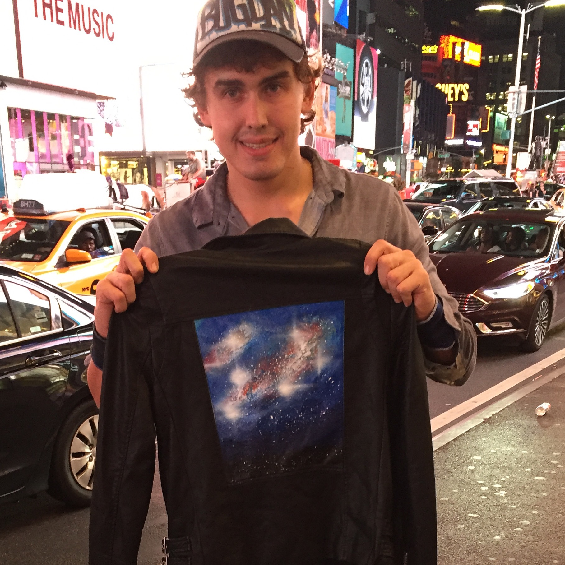 Custom spray painted leather jacket