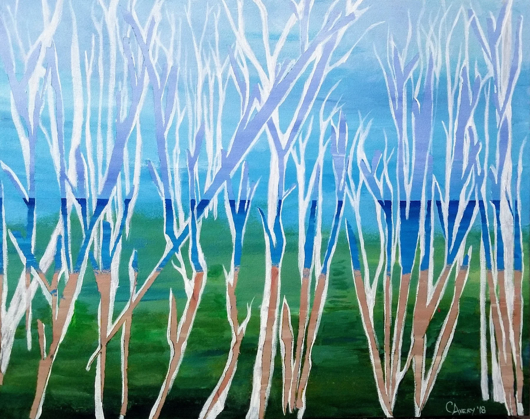 Lakeside    2018  18 x 24 x1.5  Acrylic:Tape Process.jpg