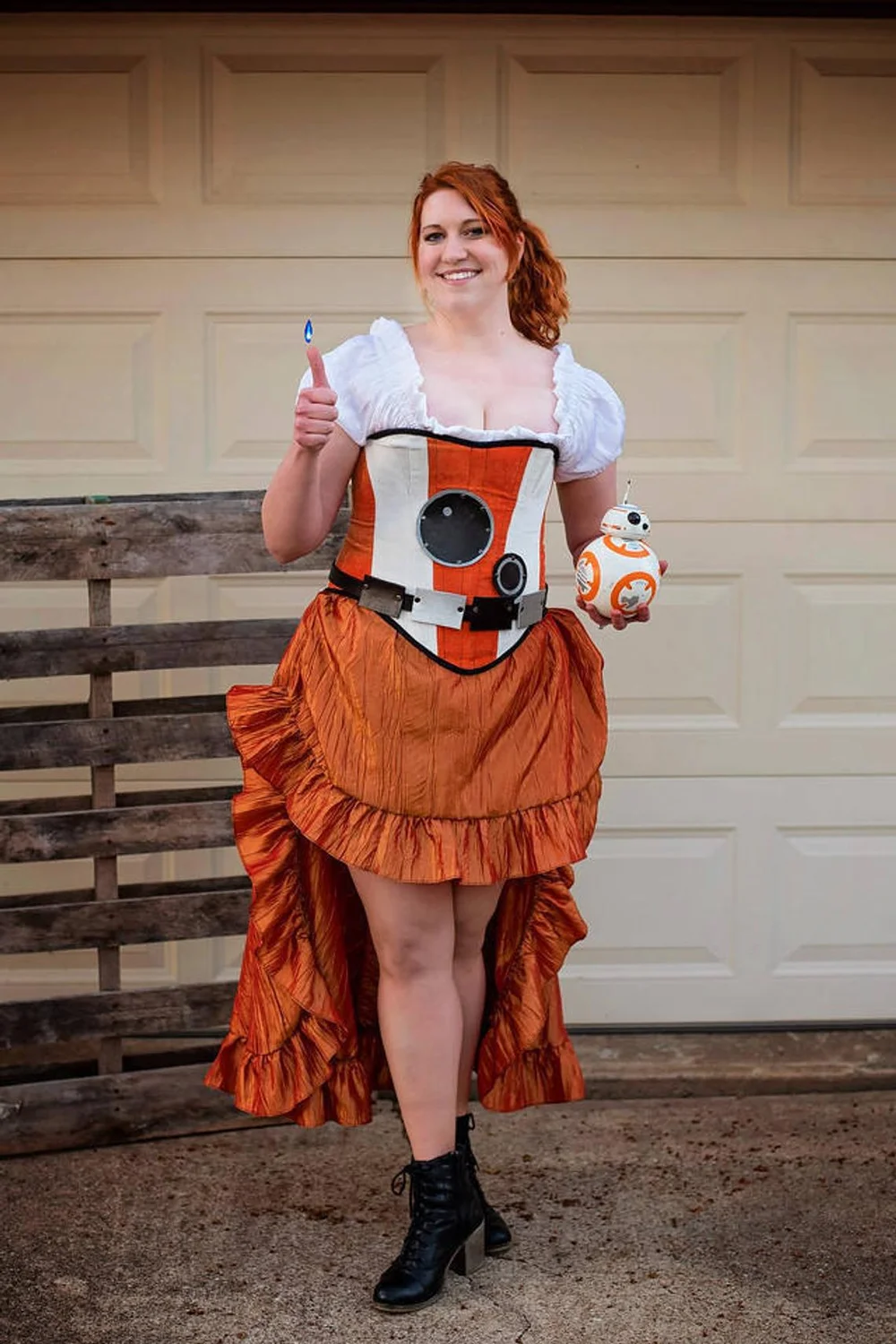 Orange Steampunk Skirt — Silver Leaf Costumes Handmade Designer Costumes - Main Image