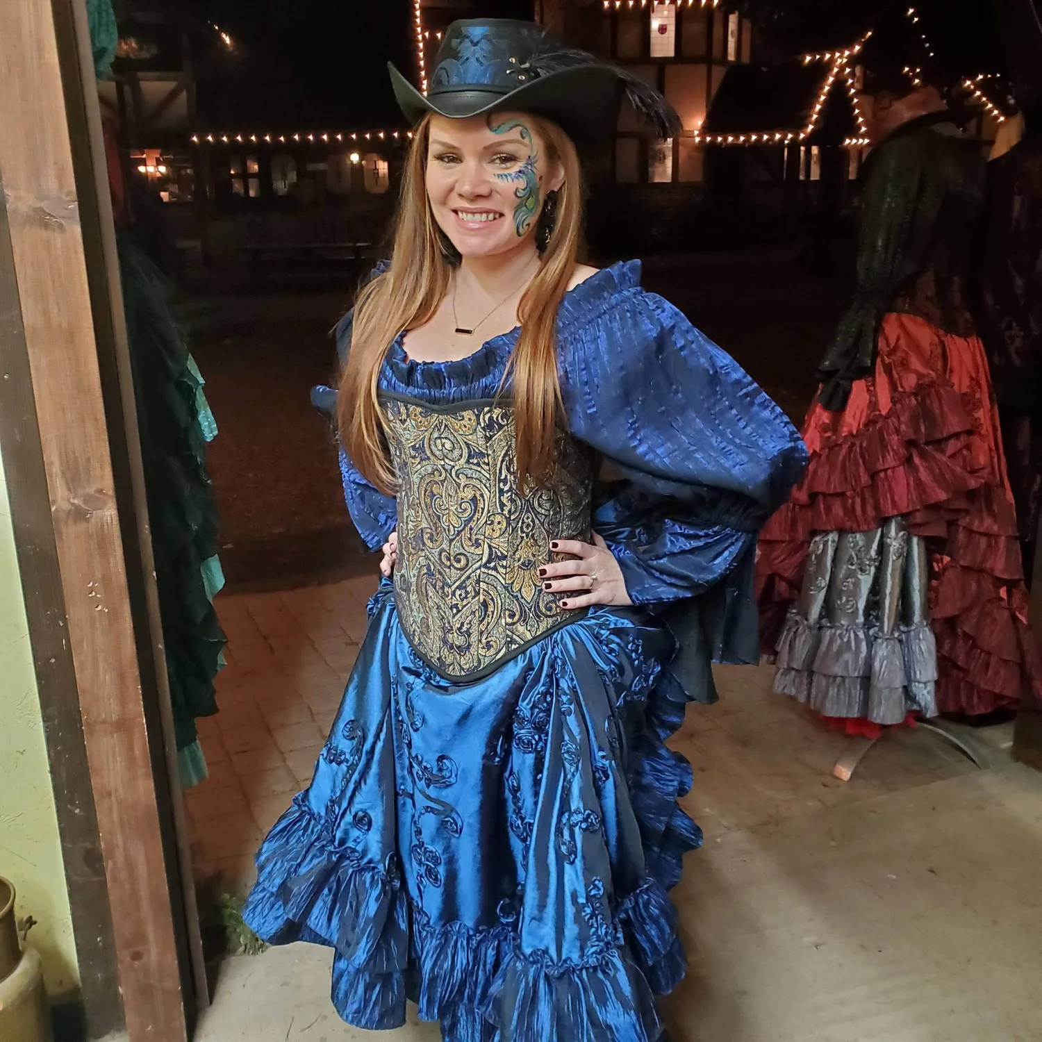 blue pirate dress Natural and Blue Cotton Viking-Inspired Pirate Dress