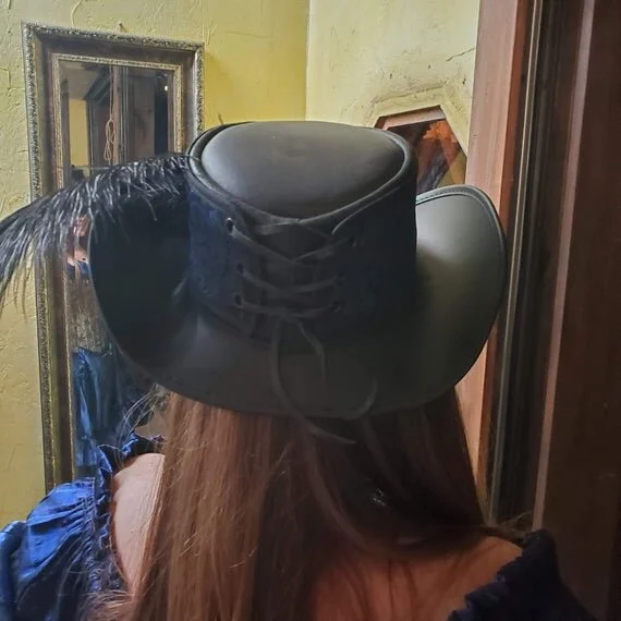 Leather Pirate Captain's Hat i — Silver Leaf Costumes Handmade Designer Costumes
