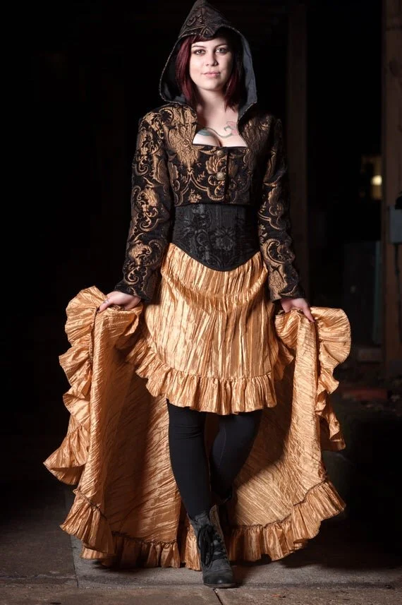 Gold Steampunk Skirt  Silver Leaf Costumes | Handmade Designer Costumes