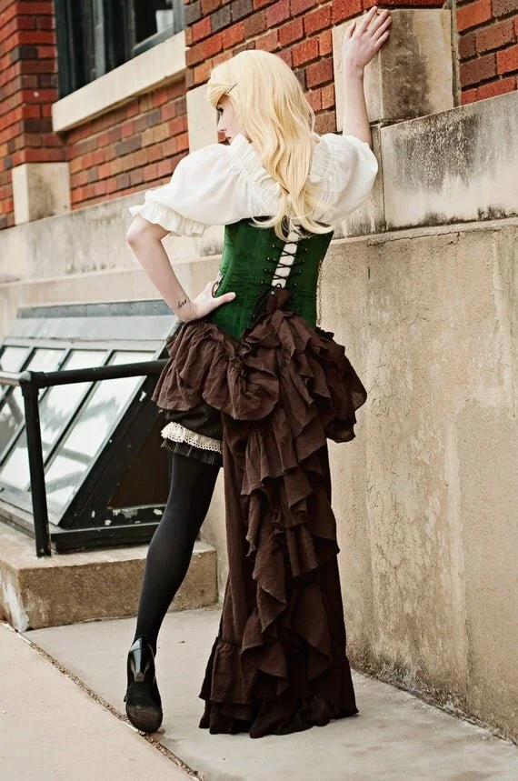 mock corset western saloon dress Ladies Western Madam Red Saloon Girl Costume