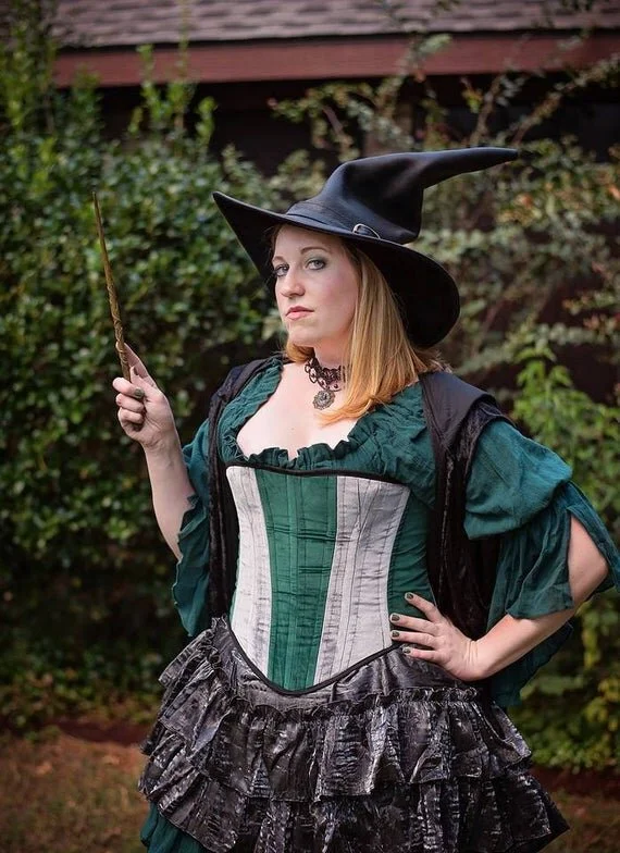 Slytherin, Ambitious House-Inspired Corset, Green and Silver