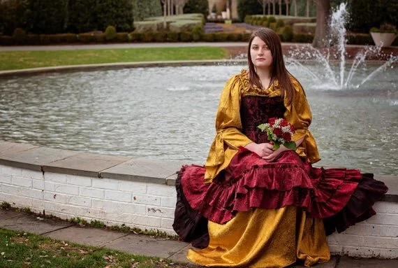 Deep Burgundy and Gold Costume  Silver Leaf Costumes | Handmade Designer  Costumes