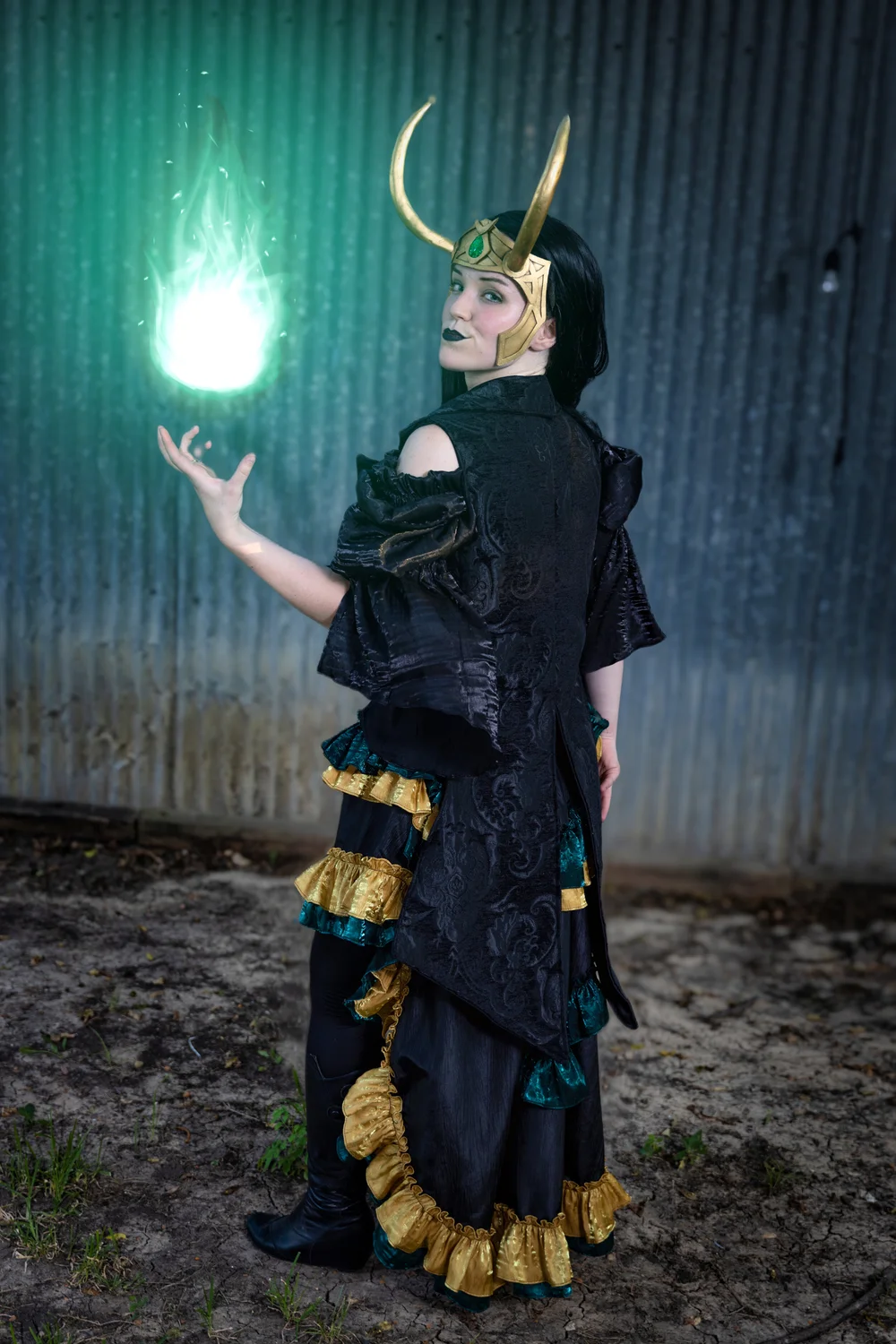 open lace back dress Female Loki Inspired Dress Cosplay Costume – Cosplayrr