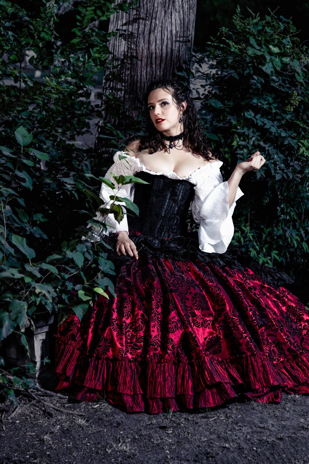 Burgundy and Black Renaissance Ballgown  Silver Leaf Costumes | Handmade  Designer Costumes