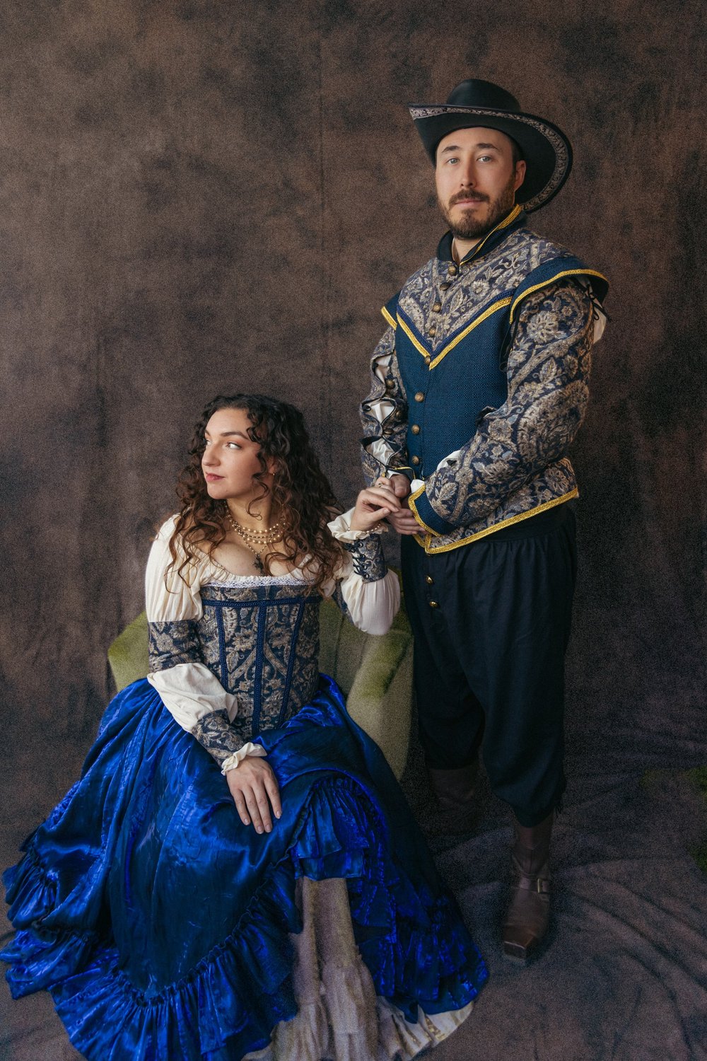 Blue and Gold Doublet  Silver Leaf Costumes | Handmade Designer Costumes