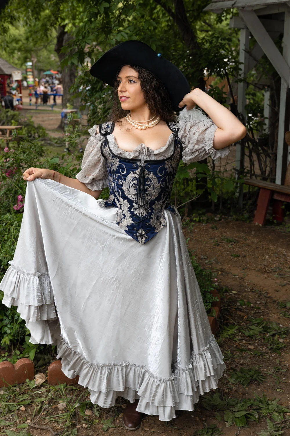 Blue and Gold French Renaissance Bride  Silver Leaf Costumes | Handmade  Designer Costumes