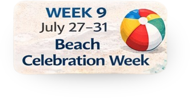Camp Hope Week 9 will be held from July 27-31 our theme for the week will be Beach Celebration Week
