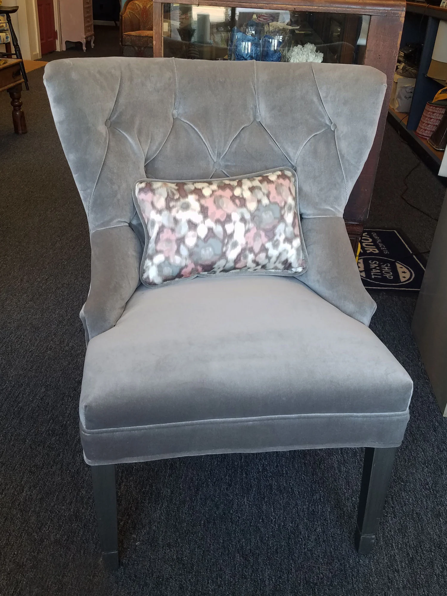 Grey Velvet Side Chair