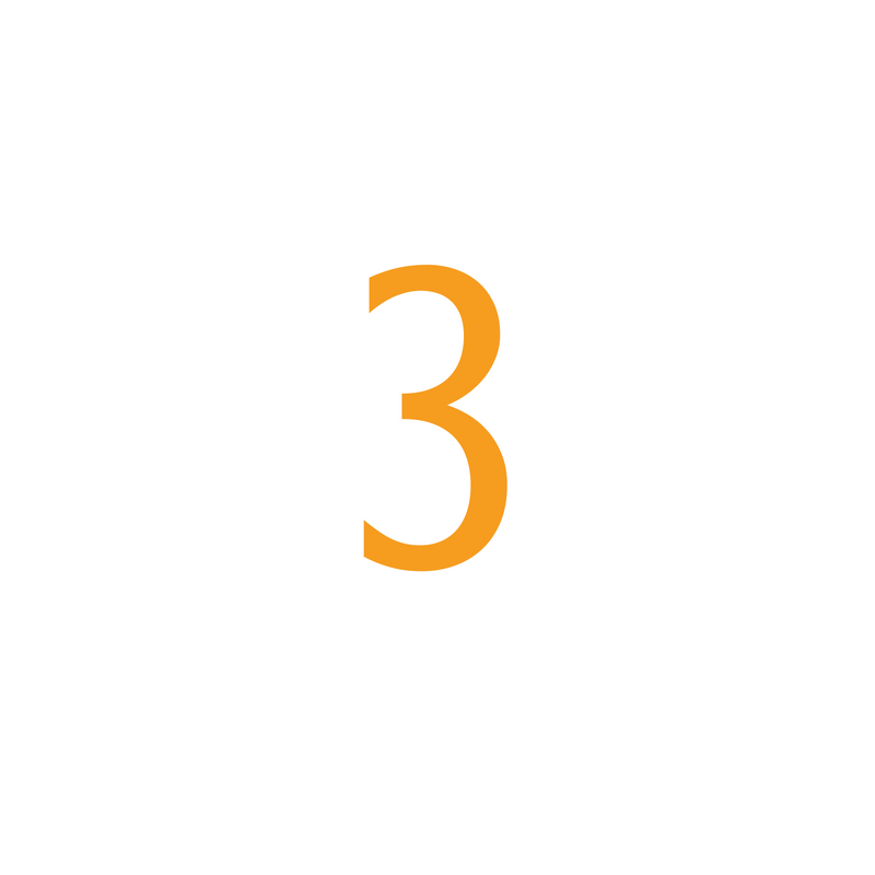 The number three, describing the third and final step in using Optimize Hire Pre-Employment Tests to hire better performing employees.