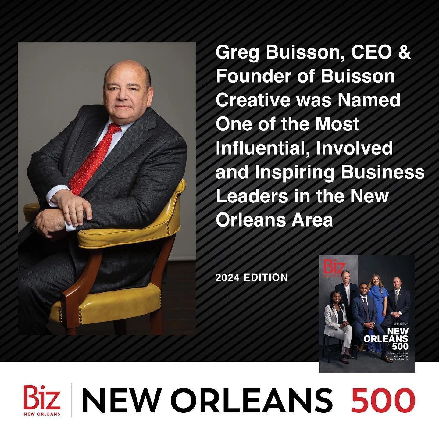 Thank you to the editors and publisher of BIZ. It is an honor to be recognized by such a highly respected publication. 
@bizneworleans  #biz500