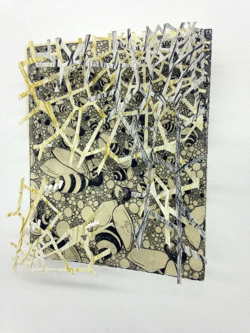 The Nest 9" x 12" x 2" Intaglio, hand cut paper Comes in Matt Black Shadow box with wire backing $350- Available
