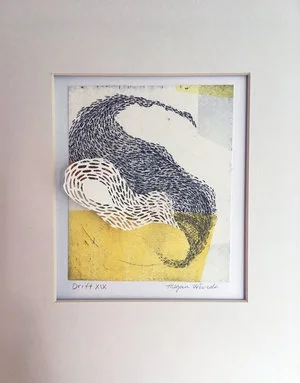 Drift XIX Monotype, copper etching, hand cut paper 8" x 10" x 2" SOLD