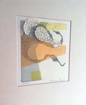 Drift X Monotype, copper etching, hand cut paper 8" x 10" x 2" SOLD
