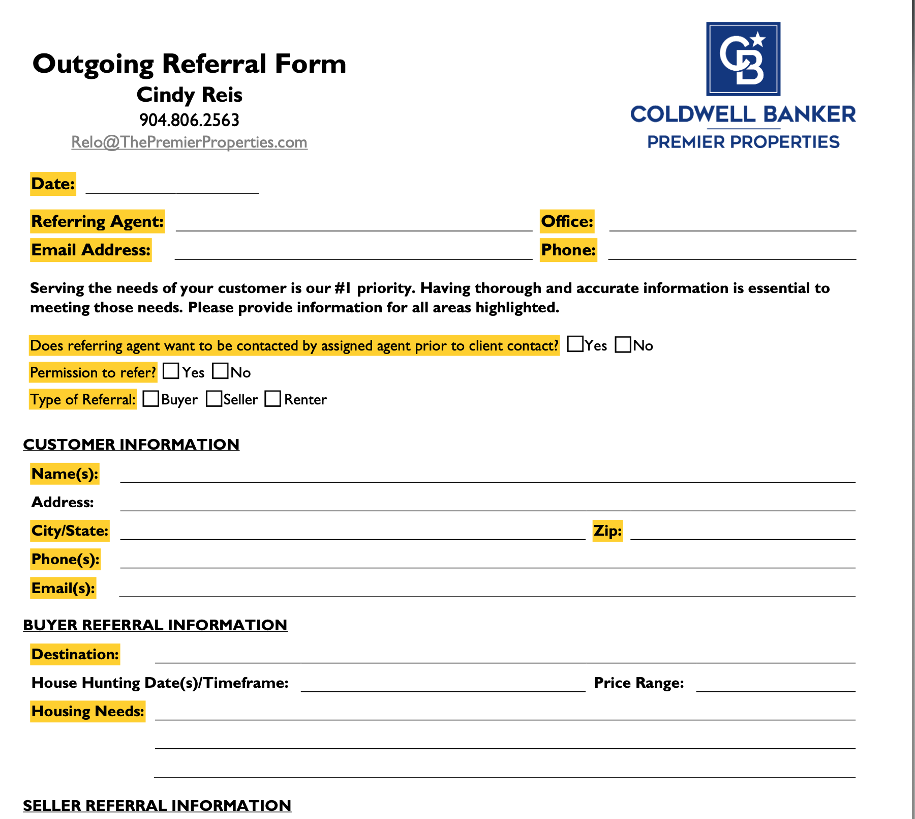 Outgoing Referral Form PREMIER PROPERTIES