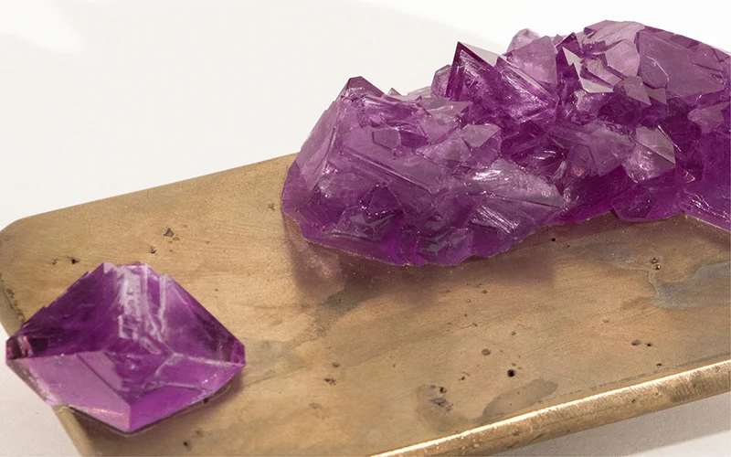 Device Intelligence, 2015, bronze, grown crystals, 4 3/4” x 2 1/2” X 1”