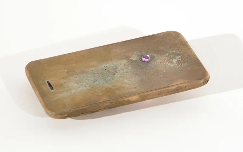 Device Intelligence, 2015, bronze, grown crystals, 4 3/8” x 2 3/8” x 1/2”
