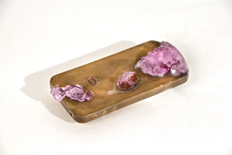 Device Intelligence, 2015, bronze, grown crystals, 4 7/8” x 2 1/4” x 3/4”