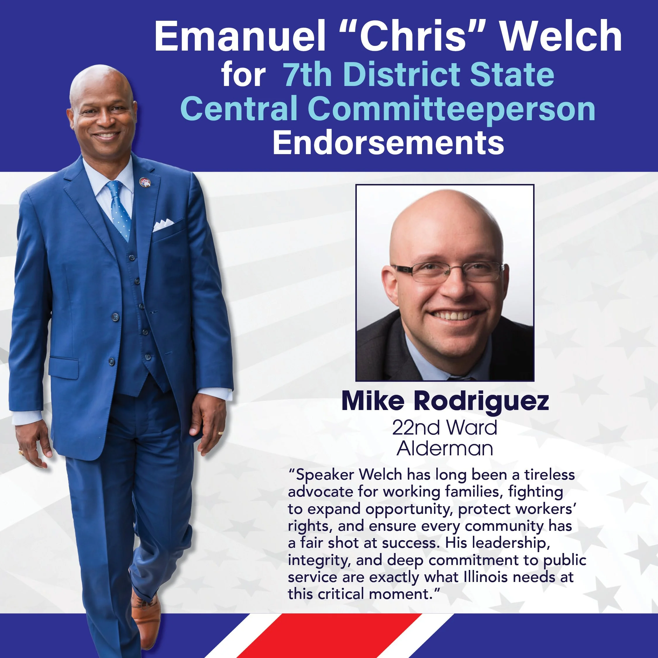 House Speaker Welch Rounds Out City Hall Support for 7th District State Committeeperson with Alderpersons Taylor, Rodriguez and Conway