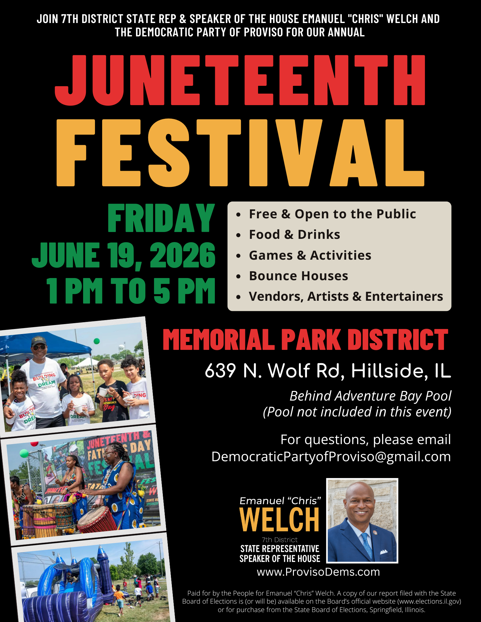 Speaker Emanuel “Chris” Welch and Proviso Dems to Host 4th Annual Juneteenth Festival