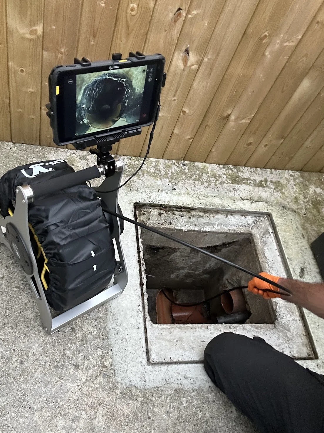 Base Entry Point CCTV drain survey equipment in use during a rat entry investigation in Celbridge.