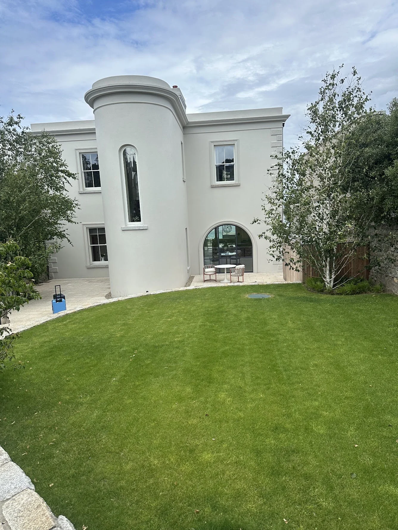 Professional window cleaning at a large residential property in Dublin.