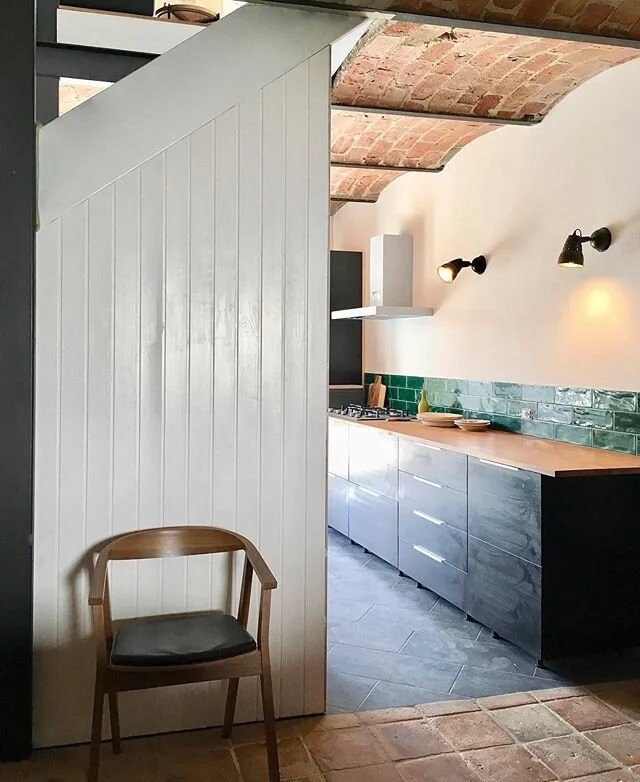 One of my design constants is combining new with old. Dare I say, the juxtaposition. Although parts of our house are centuries old, the style was very simple and unadorned. In re-designing I have tried to keep those simple elements whilst introducing