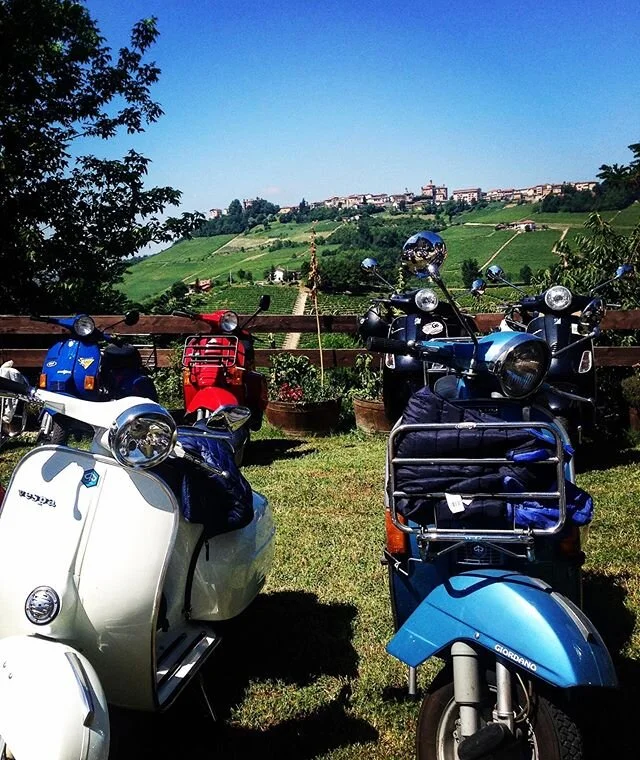 Flashback Friday.  One of our favourite festivals on the Novello calendar is the Vespa Festa (actually called Raduno Vespa a Novello). Each year a different route takes 100 plus riders (from near and far) on a different and picturesque ride snaking t